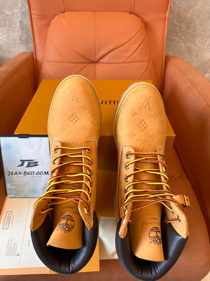 Louis Vuitton x Timberland monogram embossed leather boots