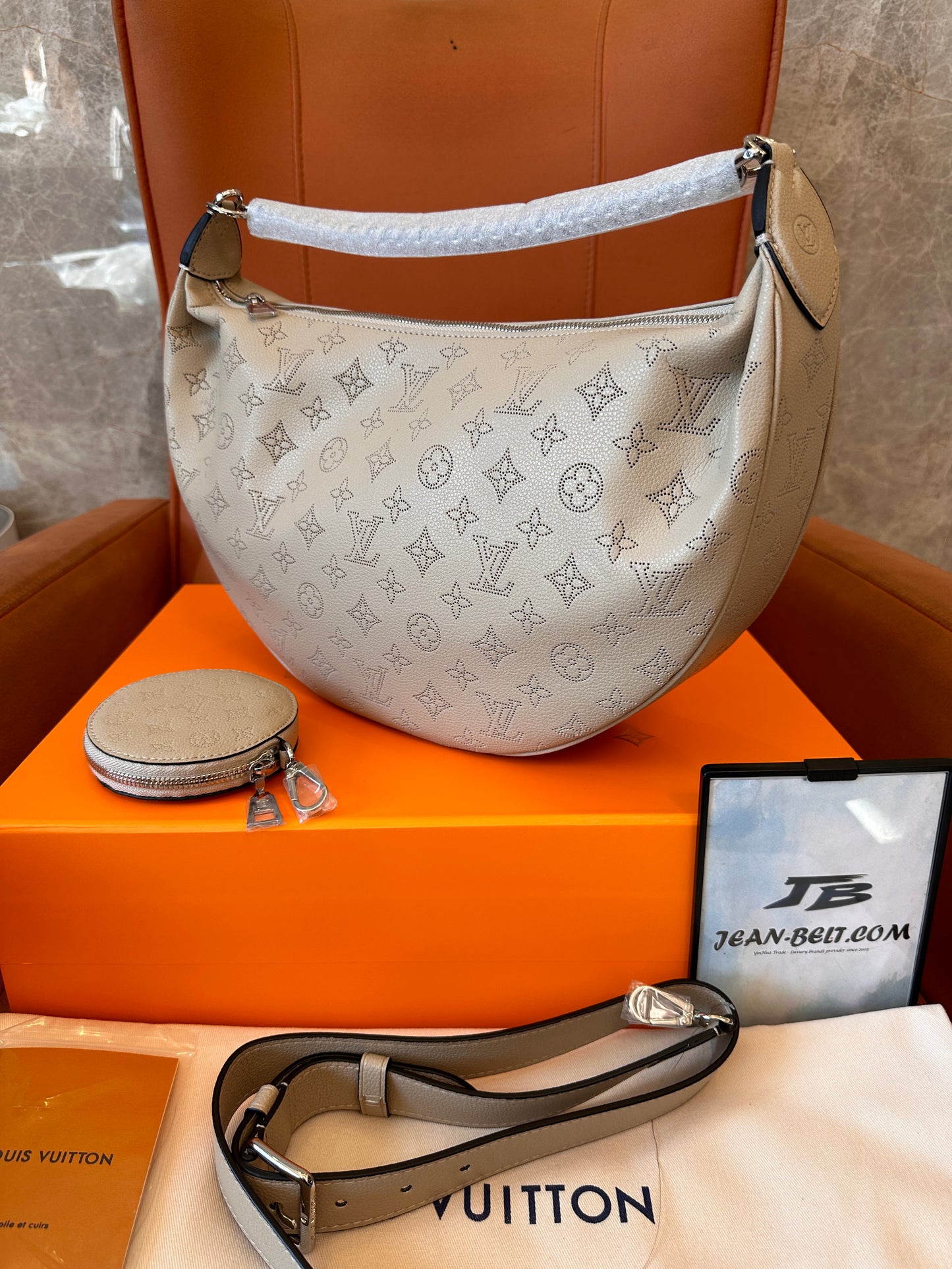 LV Loop Hobo Bag in Monogram Empreinte cream with round coin pouch