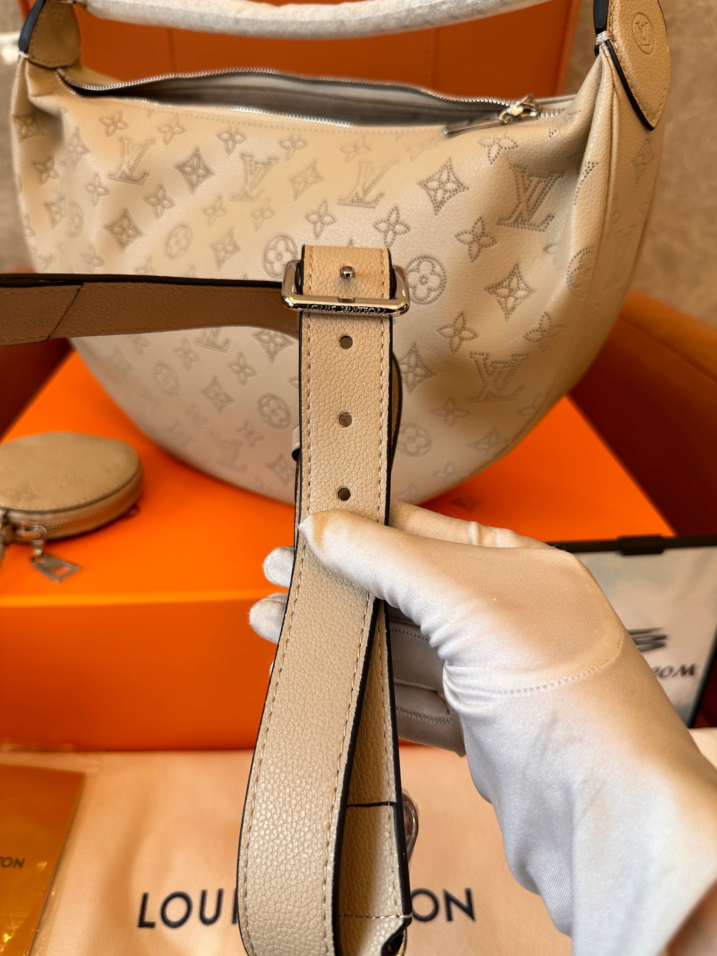 LV Loop Hobo Bag in Monogram Empreinte cream with round coin pouch