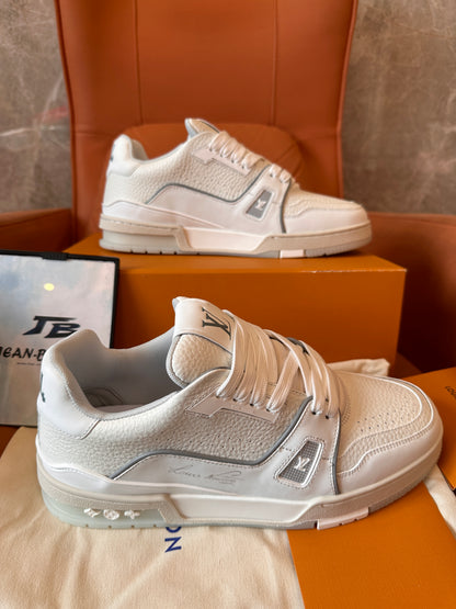 Louis Vuitton LV Trainer sneakers – all white with textured leather