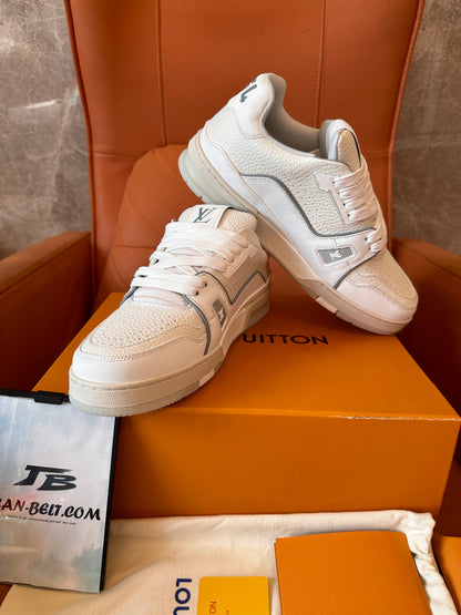 Louis Vuitton LV Trainer sneakers – all white with textured leather