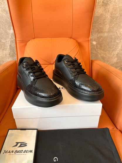 Givenchy black leather sneakers with snakeskin detail and platform sole