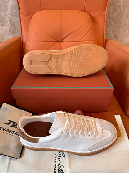 Loro Piana white leather sneakers with Suede