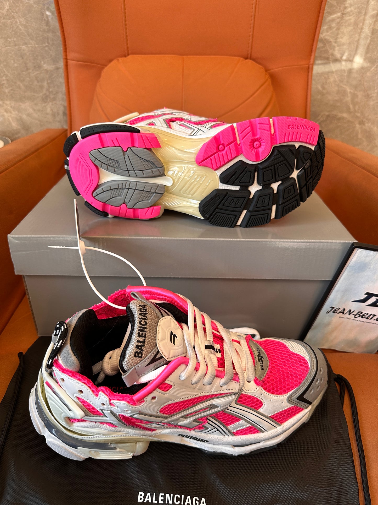 Balenciaga Triple S sneakers - pink, white, and silver mesh and leather