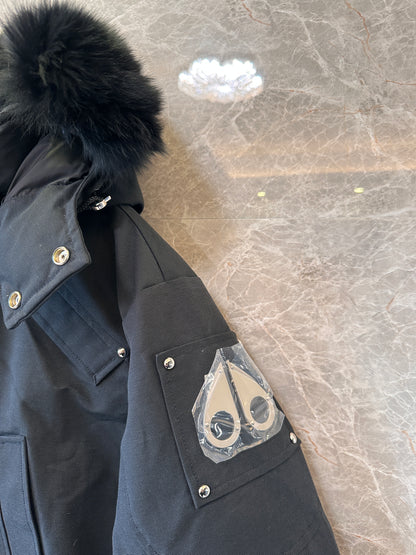 Moose Knuckles down-filled jacket with fur-lined hood