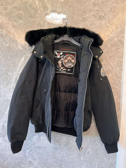 Moose Knuckles down-filled jacket with fur-lined hood