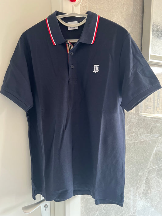 Burberry polo shirt with embroidered logo -black