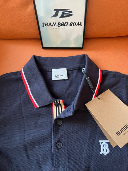 Burberry polo shirt with embroidered logo -black