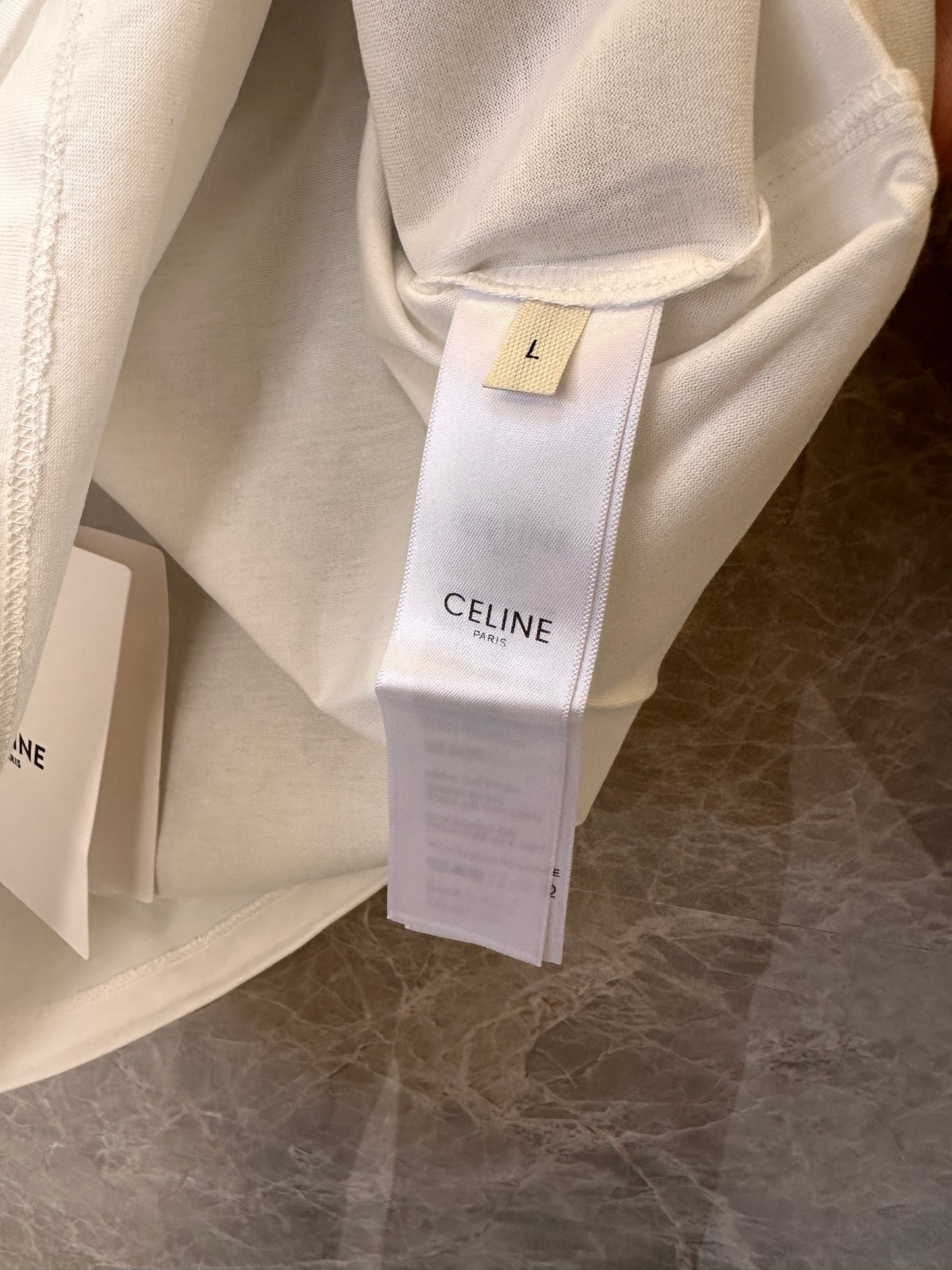 Celine paris white camisole with black sequin trim