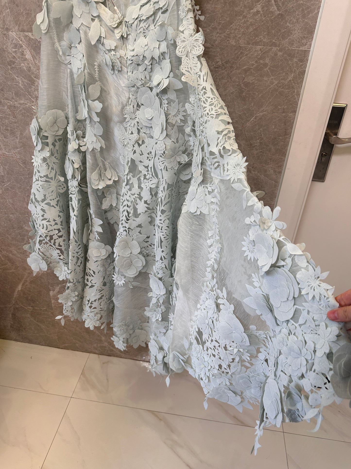 Zimmermann floral lace dress – light blue embroidered evening wear