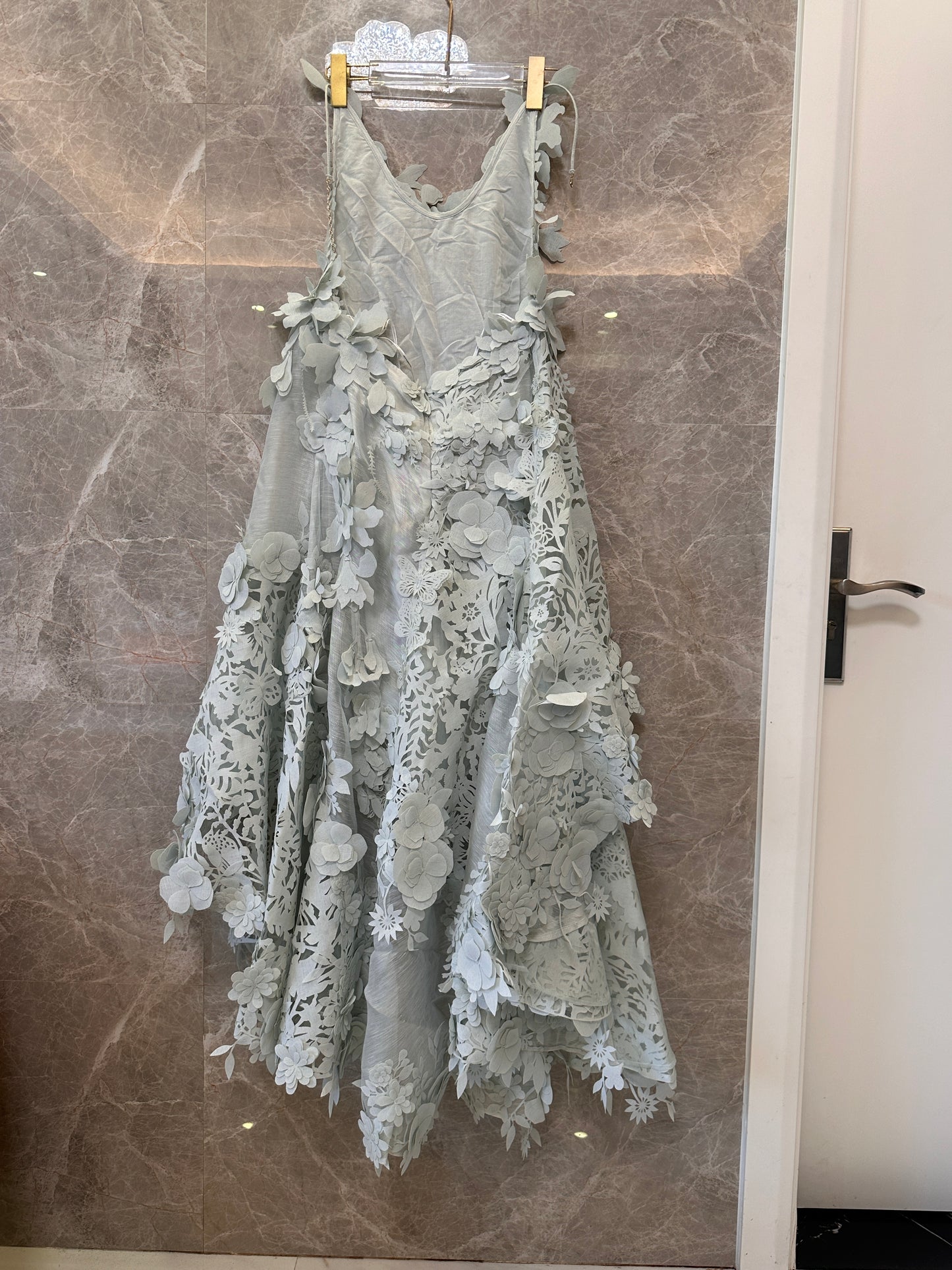 Zimmermann floral lace dress – light blue embroidered evening wear