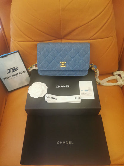 Chanel woc wallet on chain handbag ap1450 jean blue