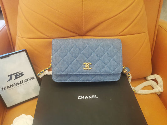 Chanel woc wallet on chain handbag ap1450 jean blue