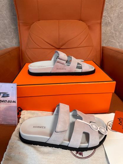 Hermes slide sandals with suede strap