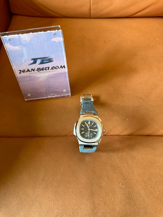 Patek Philippe Nautilus Chronograph Watch – Anthracite Gray Embossed Dial, Denim Strap