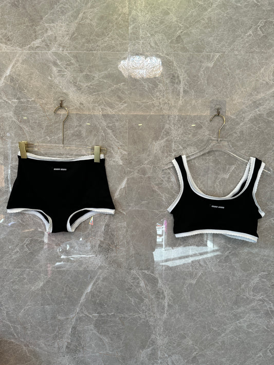 Miu Miu Black Crop Top & Shorts Set