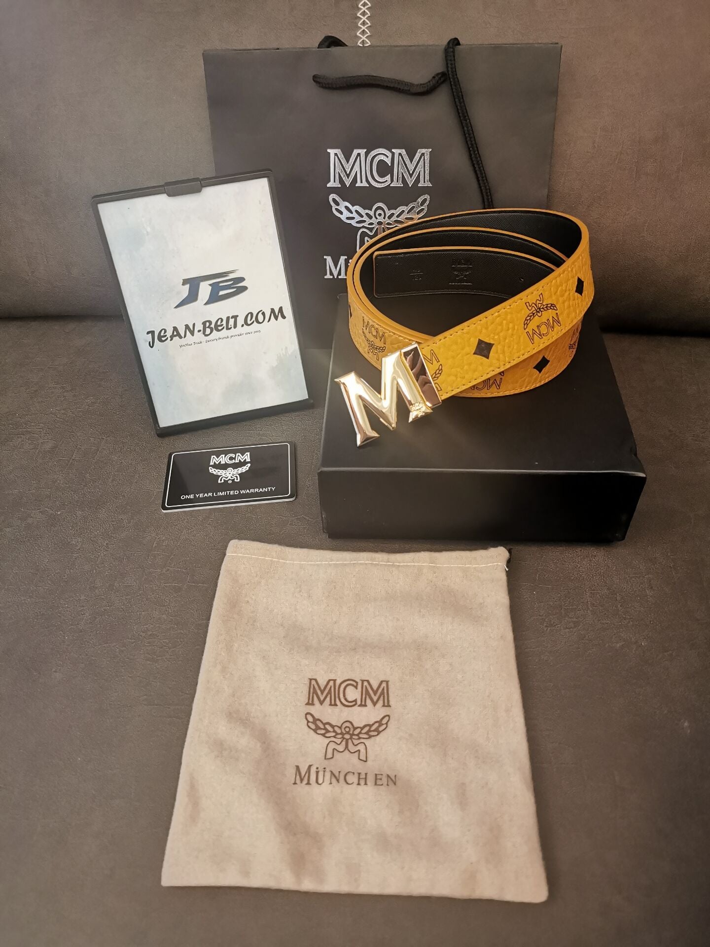 MCM Visetos belt with silver "M" buckle