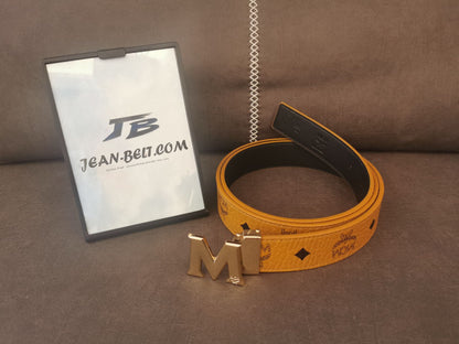 MCM Visetos belt with silver "M" buckle