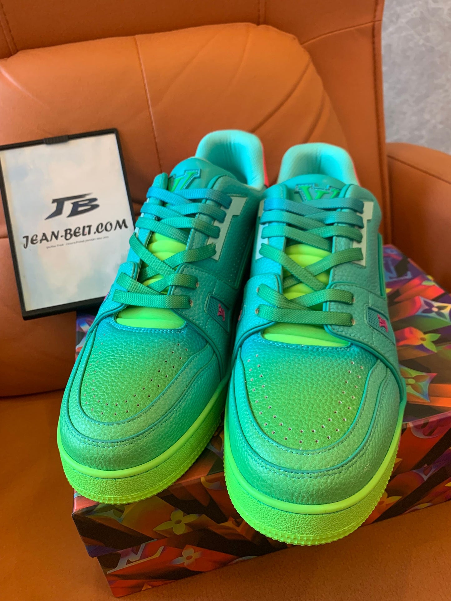 Louis Vuitton Trainer low green ombre sneakers