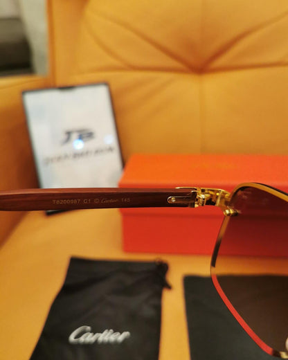 Cartier Santos-Dumont sunglasses - gold frame with gradient burgundy lenses