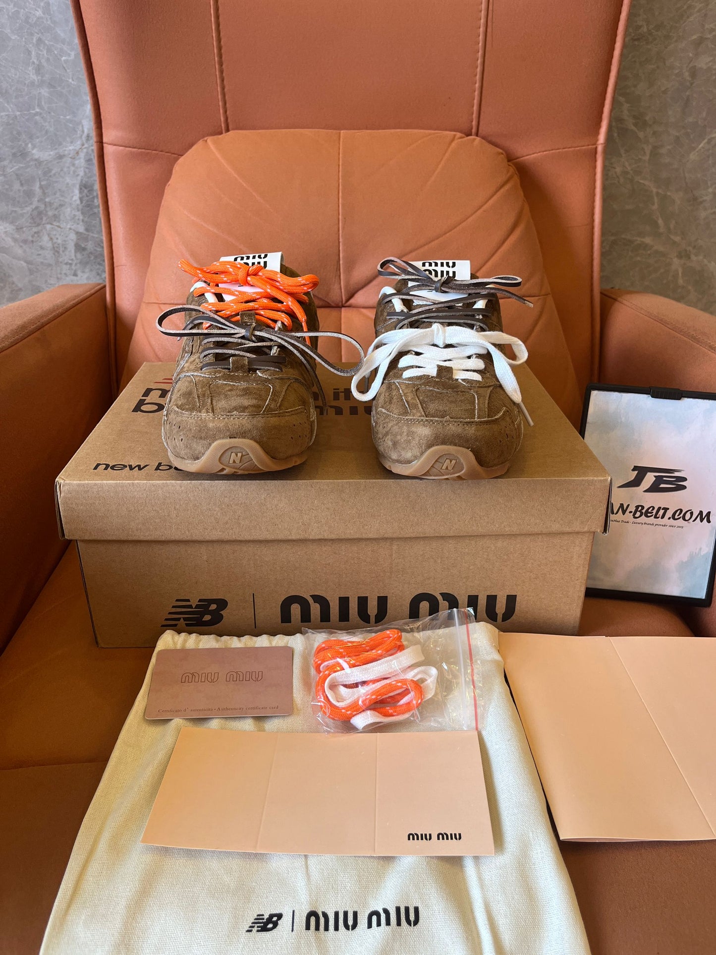 New Balance x Miu Miu 530 SL suede sneakers cinnamon