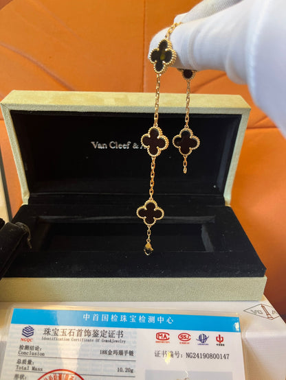 [Custom Made]Van Cleef&Arpels 18K gold chain black onyx  bracelet four leaf clover VCA hanchain