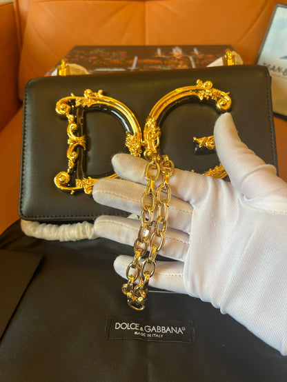 Dolce&Gabbana baroque small leather crossbody bag