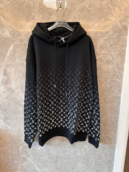 Louis Vuitton monogram gradient knit hoodie in black