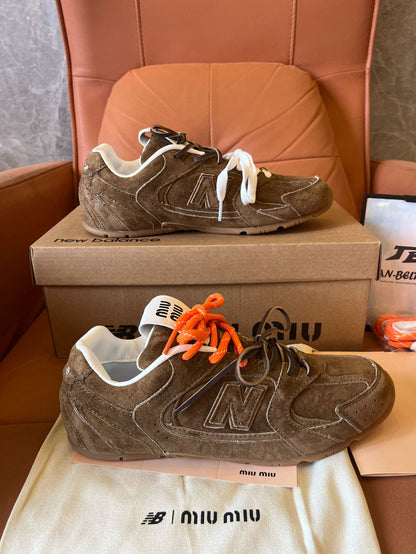 New Balance x Miu Miu 530 SL suede sneakers cinnamon