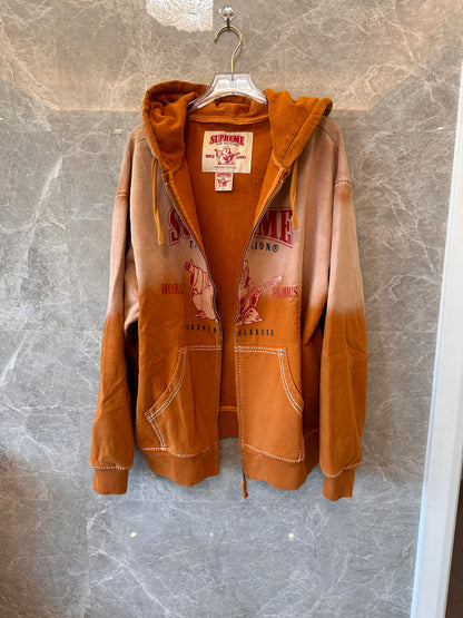 Supreme x True Religion tie-dye zip-up hoodie (orange/beige)