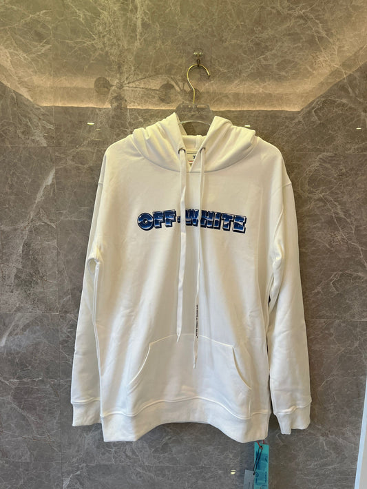 OFF-WHITE metal arrow brand-print cotton-jersey hoody in white