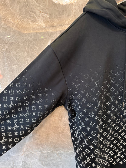 Louis Vuitton monogram gradient knit hoodie in black