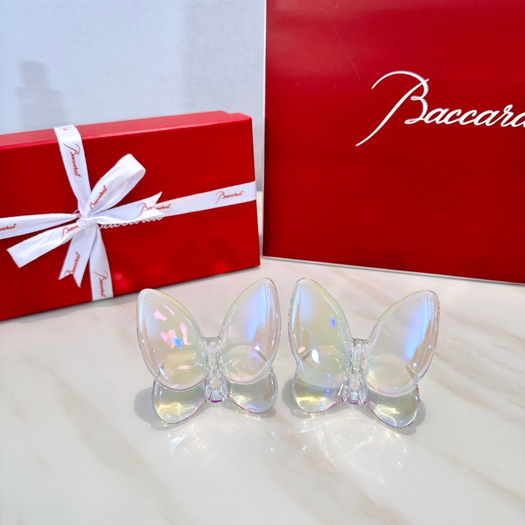 Baccarat PAPILLON Lucky Butterfly Crystal Decor Piece - Symbol of Grace and Elegance (2-piece colorfull crystal)