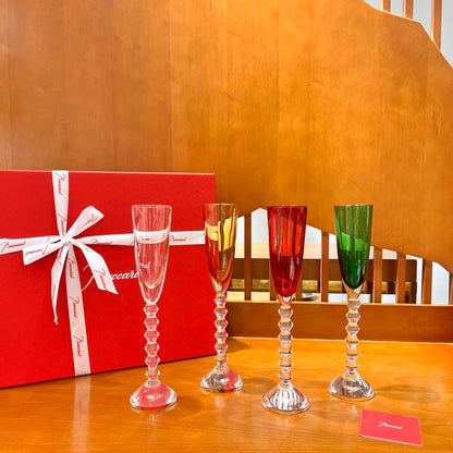 Baccarat Crystal Colored Champagne Flutes Set