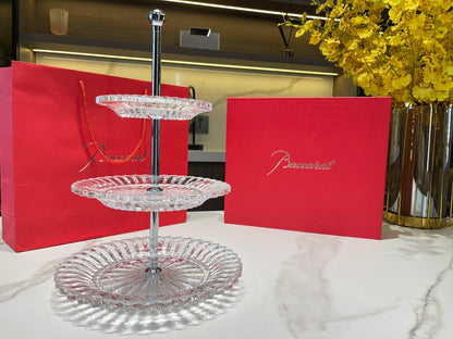 Baccarat Crystal Tiered Cake Stand - 3 Layers