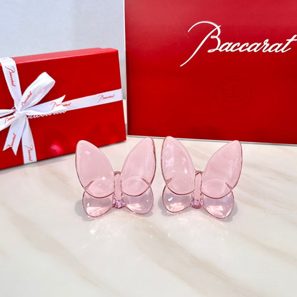 Baccarat PAPILLON Lucky Butterfly Crystal Decor Piece - Symbol of Grace and Elegance (2-piece pink)