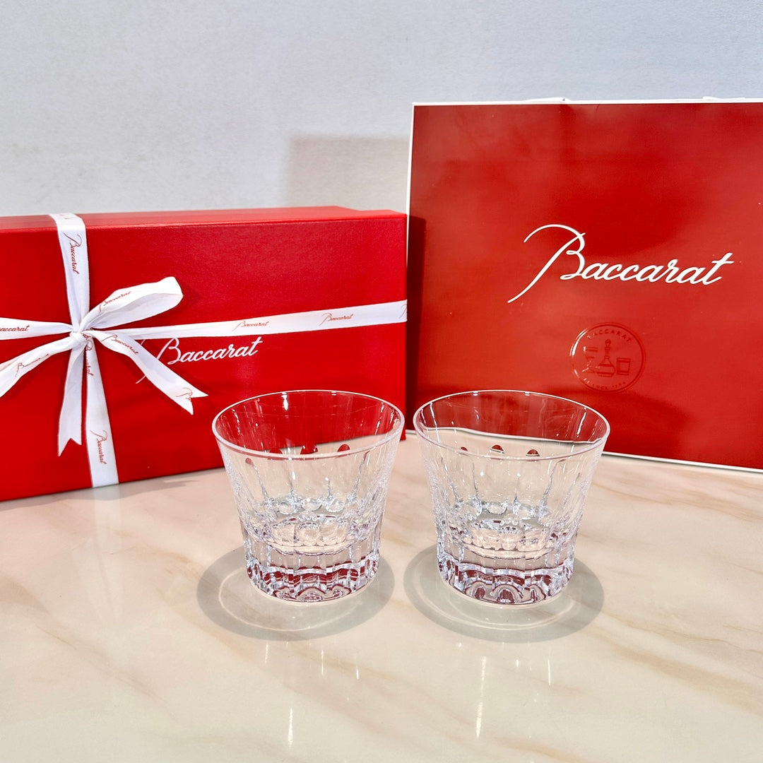 Baccarat ETNA Crystal Whiskey Glass Set - Tiara-Inspired Crown Cut Design (2-Piece)