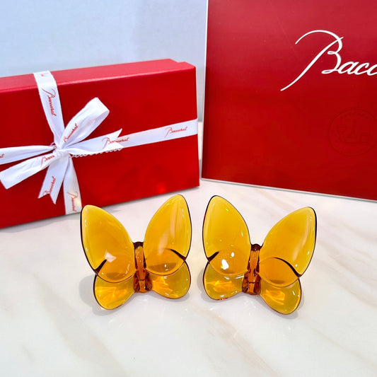 Baccarat PAPILLON Lucky Butterfly Crystal Decor Piece - Symbol of Grace and Elegance (2-piece gold)