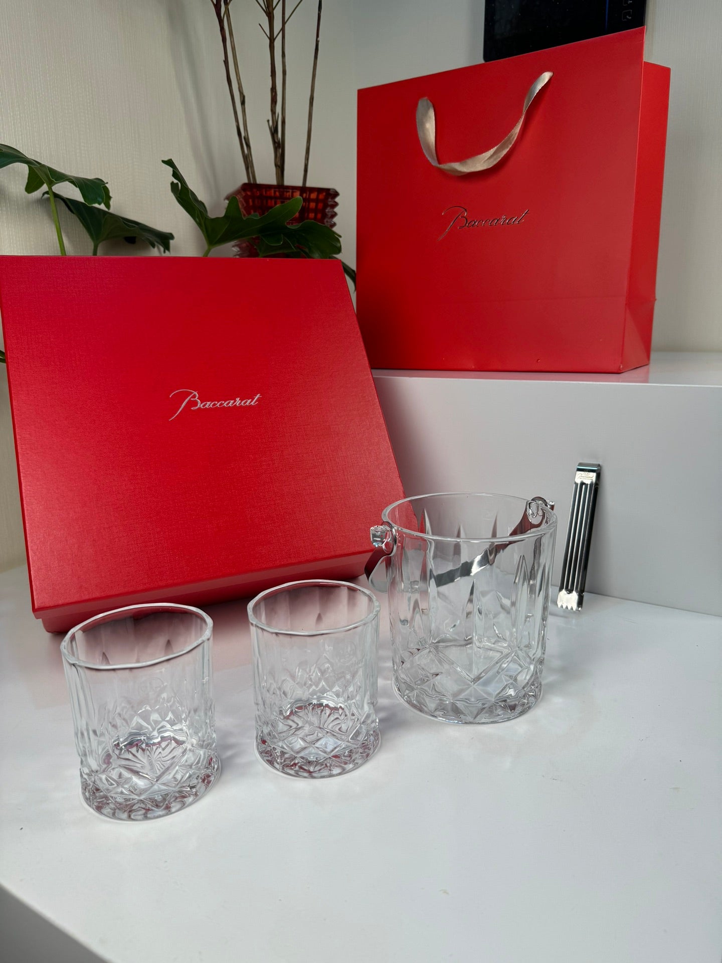 Baccarat Crystal Ice Bucket & Glass Set