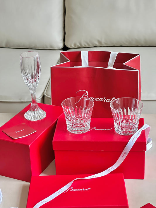 Baccarat Tiara Whiskey Glass & Massena Champagne Glass Set