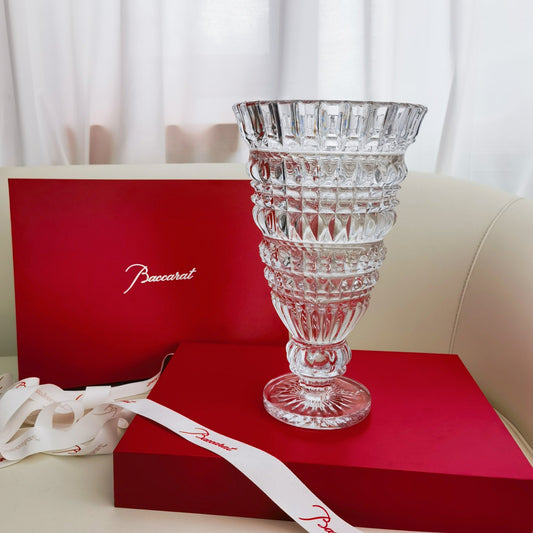 Baccarat Harcourt Collection - Handcrafted Crystal Vase with Intricate Cut Design