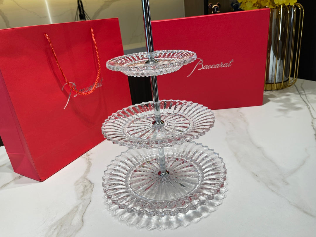 Baccarat Crystal Tiered Cake Stand - 3 Layers