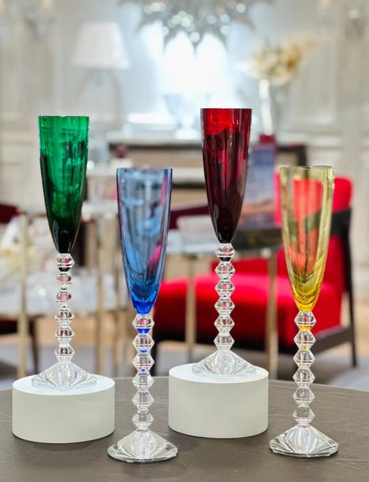 Baccarat Crystal Colored Champagne Flutes Set