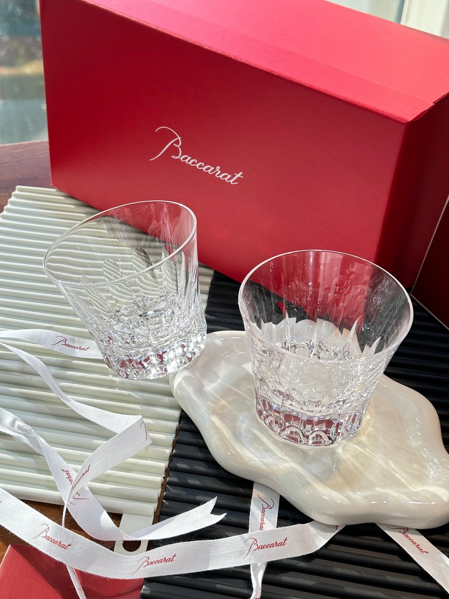 Baccarat ETNA Crystal Whiskey Glass Set - Tiara-Inspired Crown Cut Design (2-Piece)