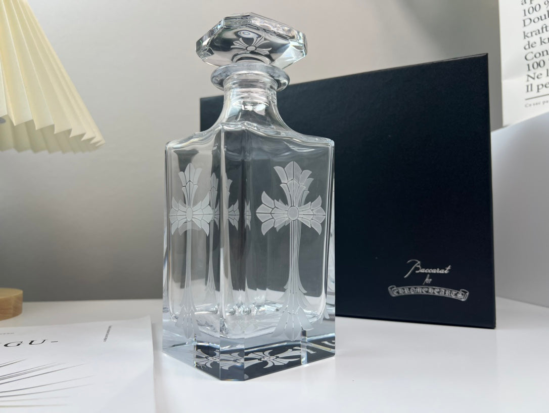 Chrome Hearts x Baccarat Collaboration - Handcrafted K9 Crystal Decanter with Laser-Etched Logo