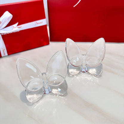 Baccarat PAPILLON Lucky Butterfly Crystal Decor Piece - Symbol of Grace and Elegance (2-piece crystal)