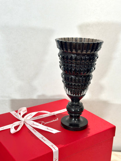 Baccarat Eye Crystal Vase with Marble Base - Black