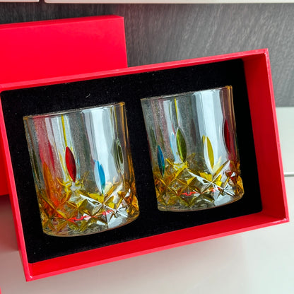 Baccarat Hand-Painted Colorful Whiskey Glass Set