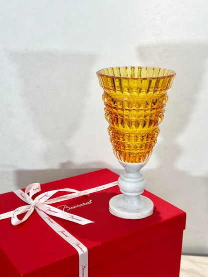 Baccarat Eye Crystal Vase with Marble Base - Gold