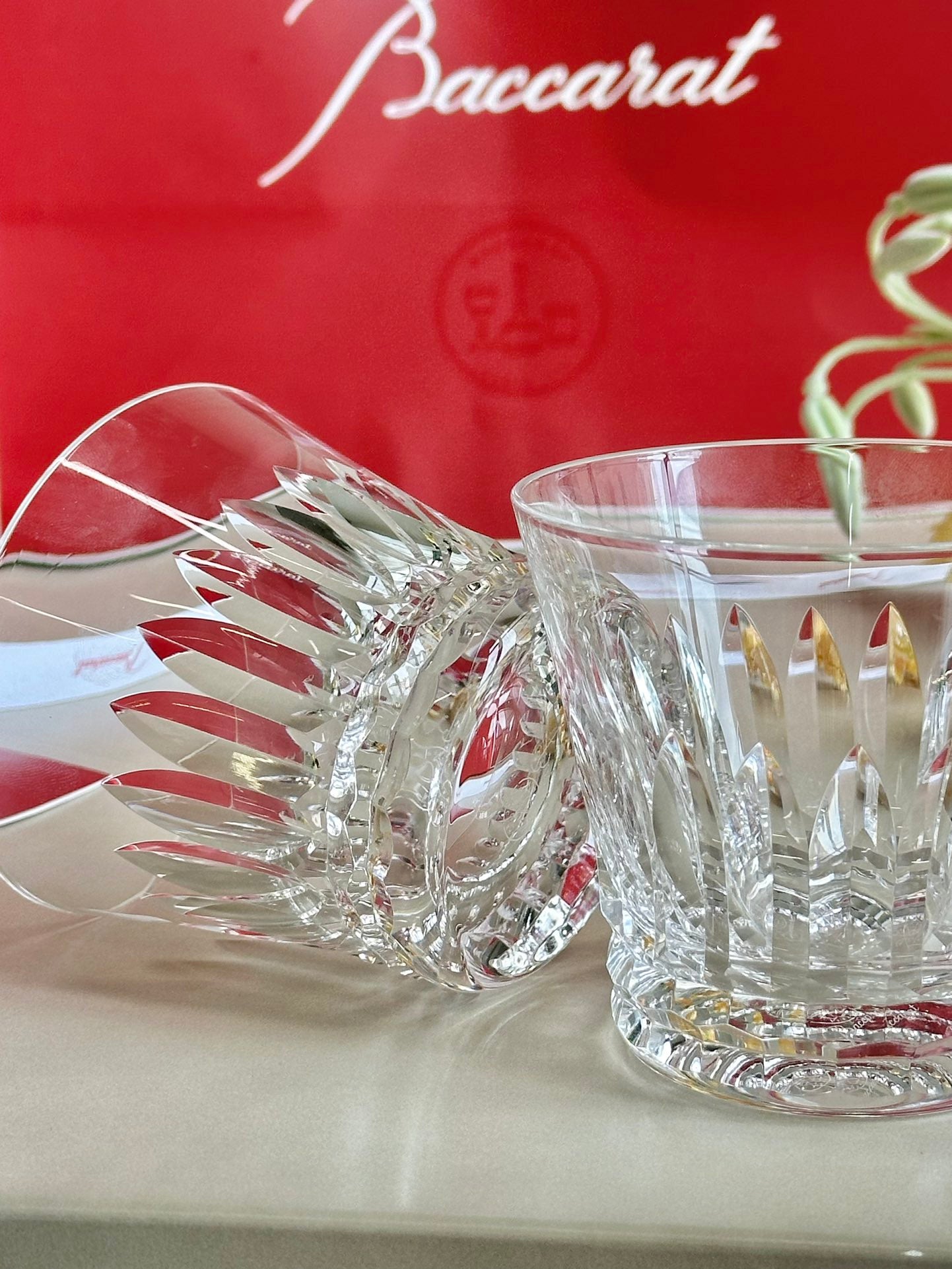 Baccarat ETNA Crystal Whiskey Glass Set - Tiara-Inspired Crown Cut Design (2-Piece)